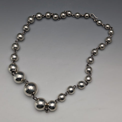 Vintage sterling silver large bead necklace 111g